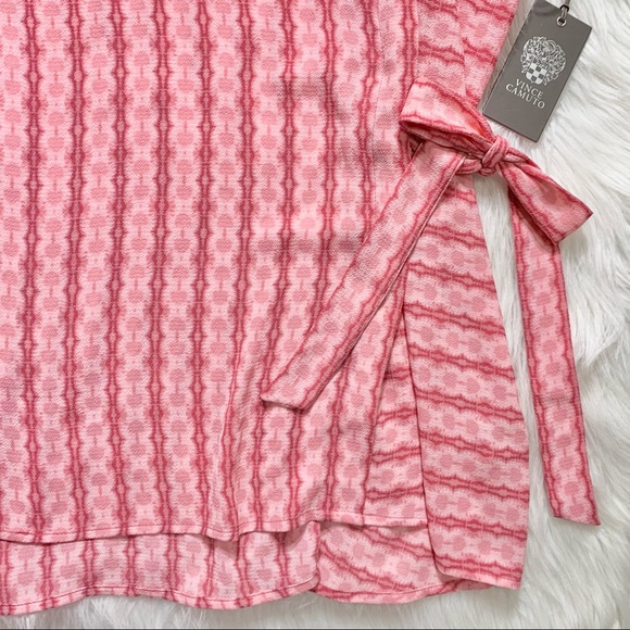 SOLD-NWT Vince Camuto Side Tie Rose Pink Printed Tunic - Picture 8 of 10